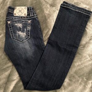 Miss Me Women's Distressed Dark Blue Boot Cut Jeans